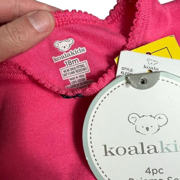 Koalakids Baby Girl’s Pajama Set Size 18 Months With 4 Pcs 2 Pair Pants & 2 Tops - Picture 6 of 6